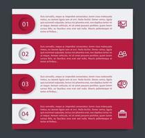 1,2,3,4 steps, timeline, in white and red, vector illustration