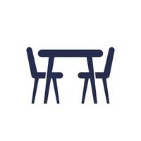 dining table and chairs icon isolated on white vector