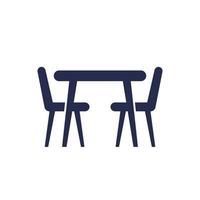 dining table and chairs icon isolated on white vector