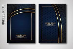 Vector two set of cover design template with luxury and elegant wave, circle and overlap layers background with glitters effect. Realistic textured on background