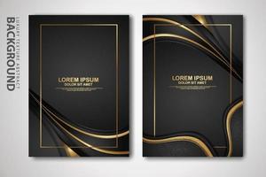 Vector two set of cover design template with luxury and elegant wave, circle and overlap layers background with glitters effect. Realistic textured on background