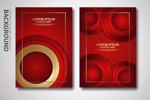 Vector two set of cover design template with luxury and elegant wave, circle and overlap layers background with glitters effect. Realistic textured on background