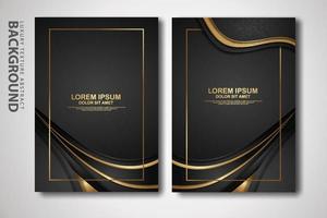 Vector two set of cover design template with luxury and elegant wave, circle and overlap layers background with glitters effect. Realistic textured on background