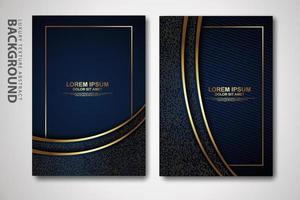 Vector two set of cover design template with luxury and elegant wave, circle and overlap layers background with glitters effect. Realistic textured on background