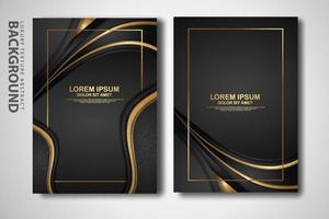 Vector two set of cover design template with luxury and elegant wave, circle and overlap layers background with glitters effect. Realistic textured on background