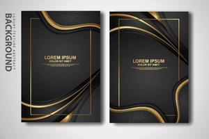 Vector two set of cover design template with luxury and elegant wave, circle and overlap layers background with glitters effect. Realistic textured on background