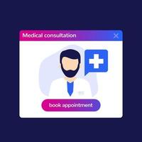 consulta médica en línea, diseño de banner médico en línea vector