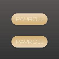 Payroll button for web, gold on dark vector