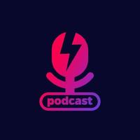 diseño de logotipo de podcast con un micrófono, vector