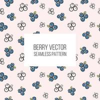 Blueberries vector seamless pattern. Berries in a simple Scandinavian, cartoon, drawing style. Illustration in limited pastel tones ideal for printing on fabric, wrapping paper.