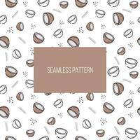 Coconut vector seamless pattern. Coconut in a simple Scandinavian, cartoon, drawing style. Illustration in limited pastel tones ideal for printing on fabric, wrapping paper.