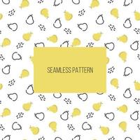 Pear vector seamless pattern. Fruits in a simple Scandinavian, cartoon, drawing style. Illustration in limited pastel tones ideal for printing on fabric, wrapping paper.