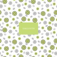 Kiwi vector seamless pattern. Fruits in a simple Scandinavian, cartoon, drawing style. Illustration in limited pastel tones ideal for printing on fabric, wrapping paper.