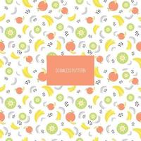 Fruits vector seamless pattern. Fruits in a simple Scandinavian, cartoon, drawing style. Illustration in limited pastel tones ideal for printing on fabric, wrapping paper.