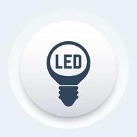 led light bulb, lamp icon, vector illustration