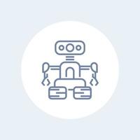Robotics line icon, robot vector sign, mechanical engineering isolated icon, pictogram, vector illustration