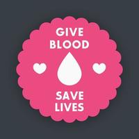 blood donation badge, poster, vector illustration