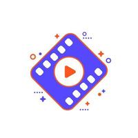 video icon with play symbol and film strip vector