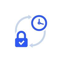 lock and time icon on white vector