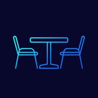 dining table and chairs line vector icon