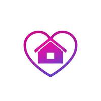 logotipo de hogar y corazón, diseño vectorial vector