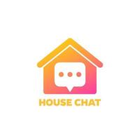 logotipo de chat de casa, icono de vector