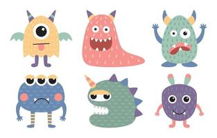 Cute Monster Character Set vector