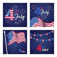 4th July Fireworks Banner for Social Media Template vector