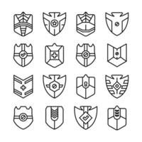 iconos de línea de insignia de escudo vector