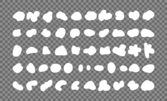 White random shapes set. Organic abstract splodge elements monochrome collection. Vector