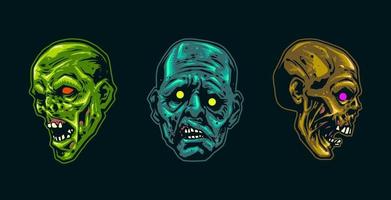 ilustración de terror de cara de zombie vector