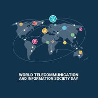 Telecomunicaciones mundiales y sociedad de la información, diseño de pancartas y plantillas. ilustración vectorial vector