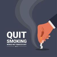 World no tobacco day concept, hand putting out cigarettes, vector illustration.