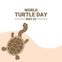 World turtle day banner, with snake neck turtle vector illustration.