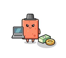 Mascot Illustration of brick as a hacker vector