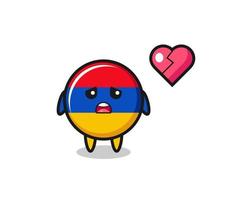 armenia flag cartoon illustration is broken heart vector