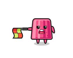 jelly character as line judge hold the flag straight horizontally vector