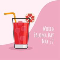 cóctel de paloma con pomelo, servido en un vaso, ilustración vectorial de estilo plano, como pancarta o afiche, día mundial de la paloma. vector