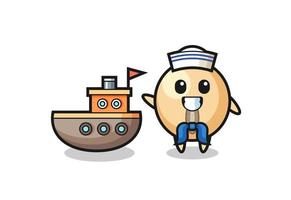 Character mascot of soy bean as a sailor man vector