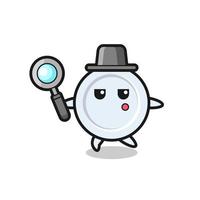 plate cartoon character searching with a magnifying glass vector