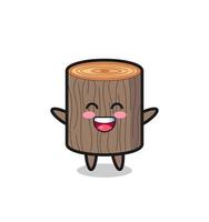 happy baby tree stump cartoon character vector