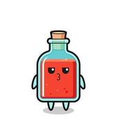 la expresión aburrida de los lindos personajes cuadrados de botellas de veneno vector