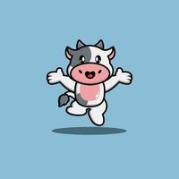 Cute cow cartoon jumping vector illustration