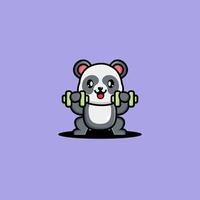 lindo panda levantando mancuernas dibujos animados vector ilustración