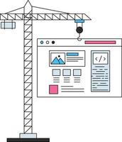 The web page hangs with the crane. vector