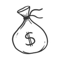 Hand drawn money bag element vector