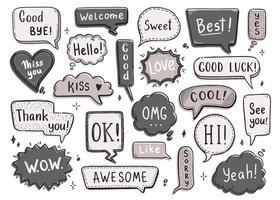 Comic speech bubble set with dialog word vector