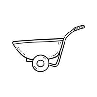 Hand drawn garden wheelbarrow. Doodle vector