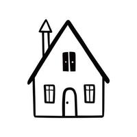 Hand drawn cute house. Doodle vector