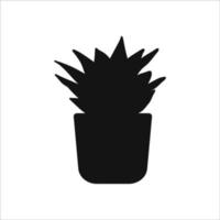 Flat silhouette of potted houseplant vector